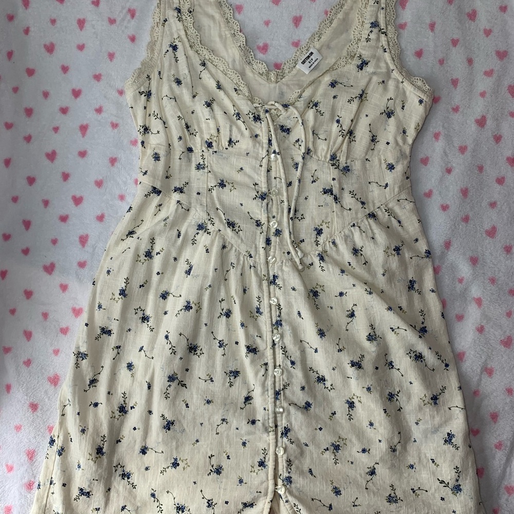 Cotton On Cream and Blue Floral Mini Dress